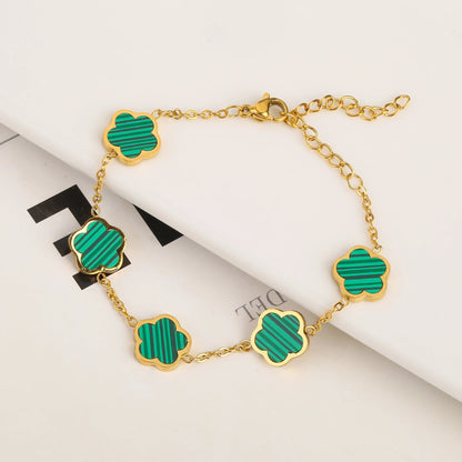 Gorgeous Belle Clover Leaf Necklace, Earrings and Bangle Set